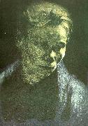 kathe kollwitz brostbild av arbetarkvinna med bla halsduk oil painting on canvas
